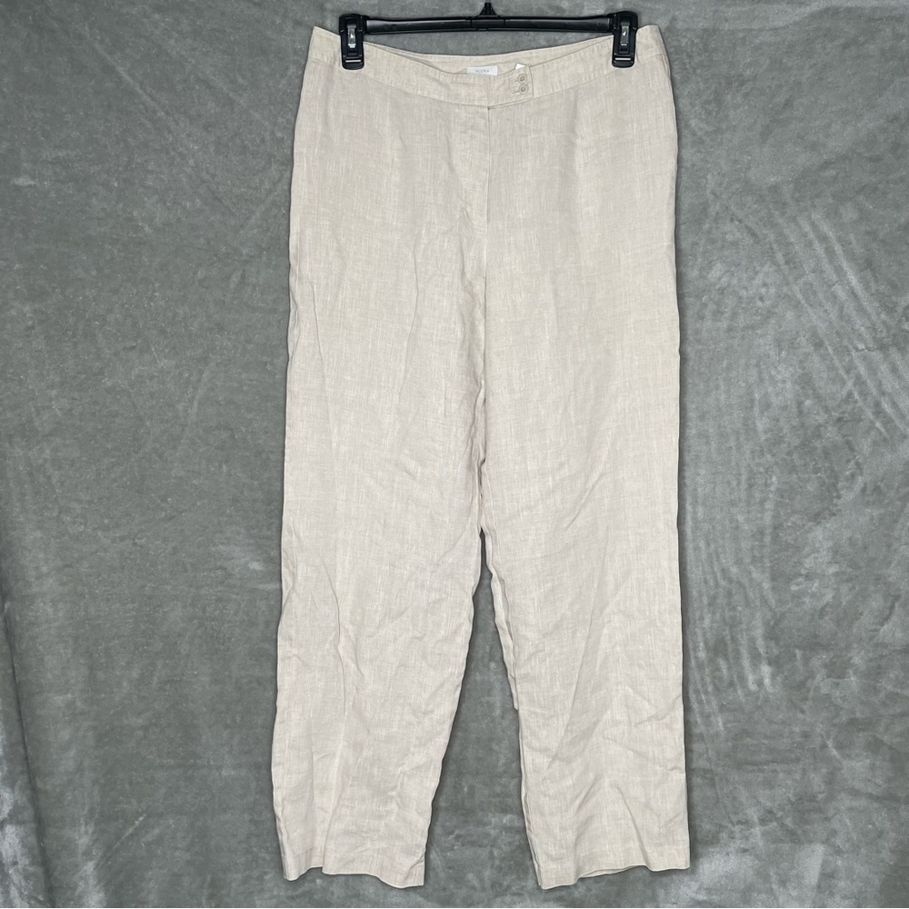 Liz Claiborne Audra Oat 100% Linen Wide Leg Beach Summer Pants Size 14